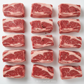Fresh halal beef short ribs bone-in on white background