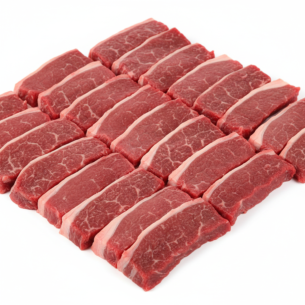 Fresh halal boneless beef on white background