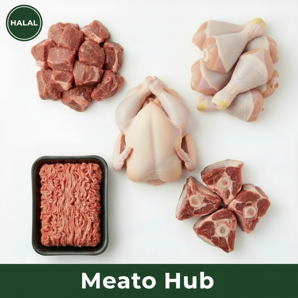 Fresh Halal Meat Family Pack — Boneless Mutton, Mutton Mince, Bone-in Mutton, Chicken Drumsticks & Whole Chicken | Meato Hub Dubai UAE
